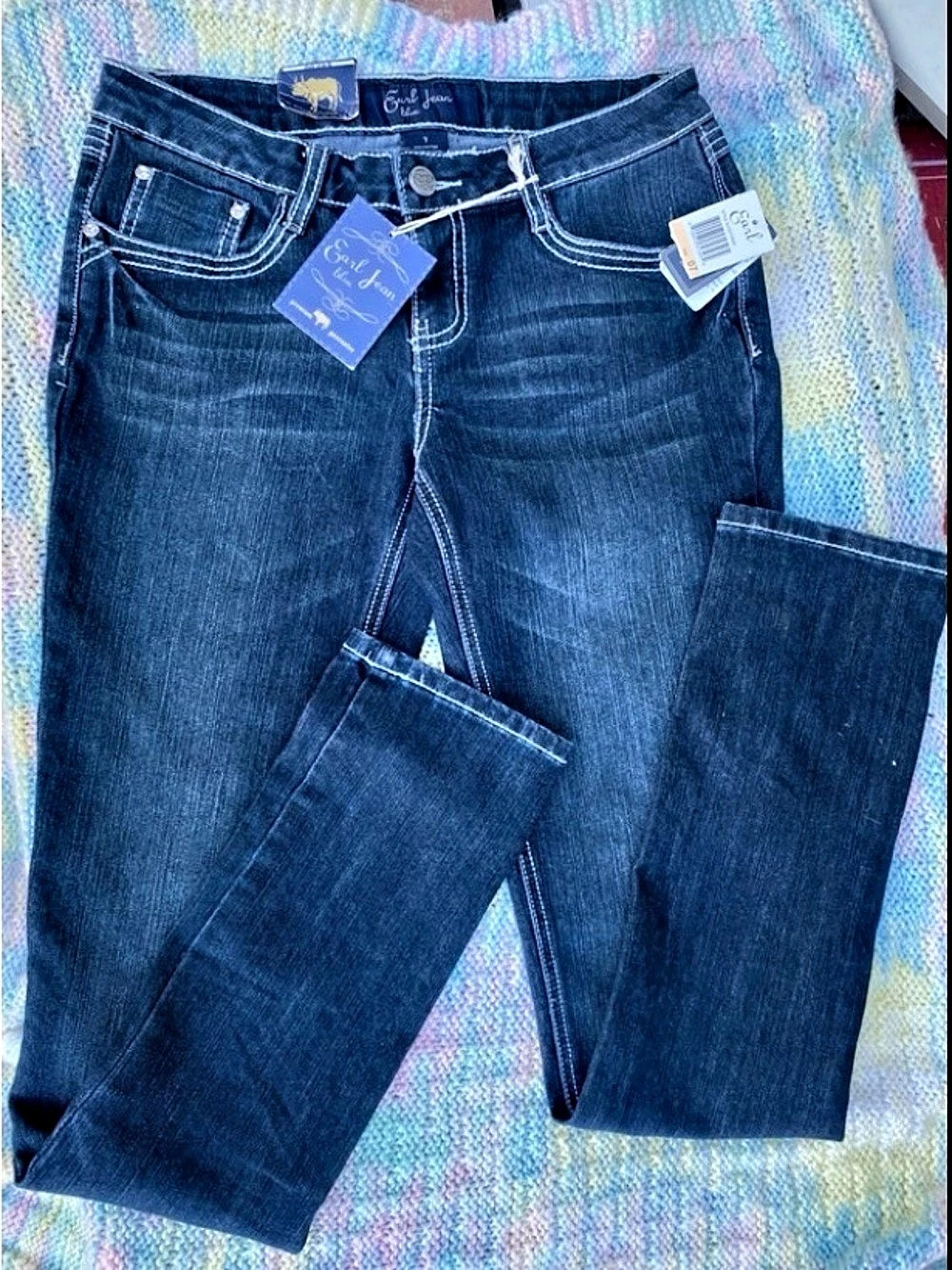 Earl Jean Blue Jean Bootcut Embroidered Jeans in Blue Size 7 NWT